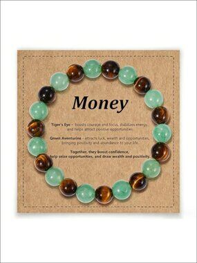 8mm Natural Stone Beaded Bracelet Stretch Healing Crystal Money Bracelet